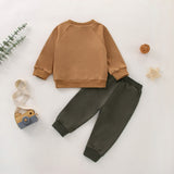 Pumpkin Letter Long Sleeve Sweatshirt + Solid Pants