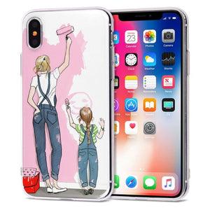 mom and baby painting iPhone Case