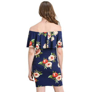 Stretch-slim fit Floral Printed Pregnant Dress