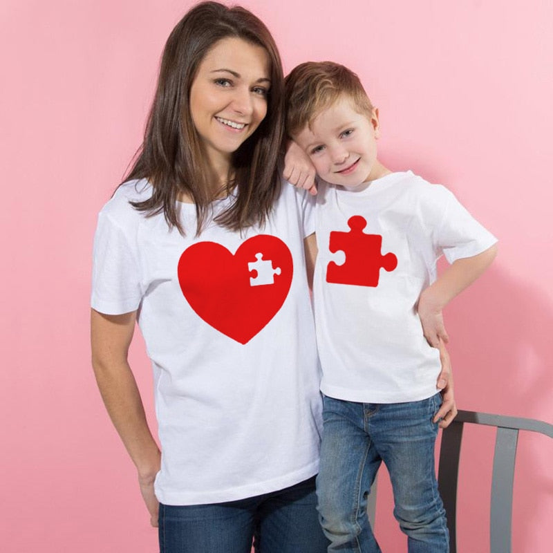 Love Puzzle piece Mommy and Me Matching T-shirt
