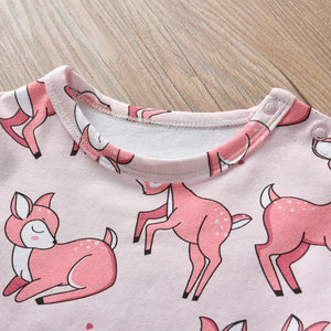 Long Sleeve Pink Deer Jumpsuit