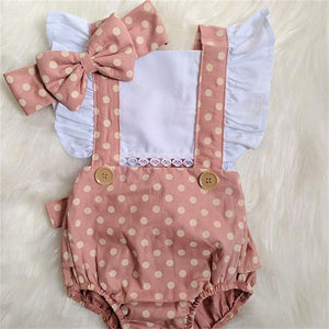Baby Girl  Polka Dot Print Ruffle  Jumpsuit
