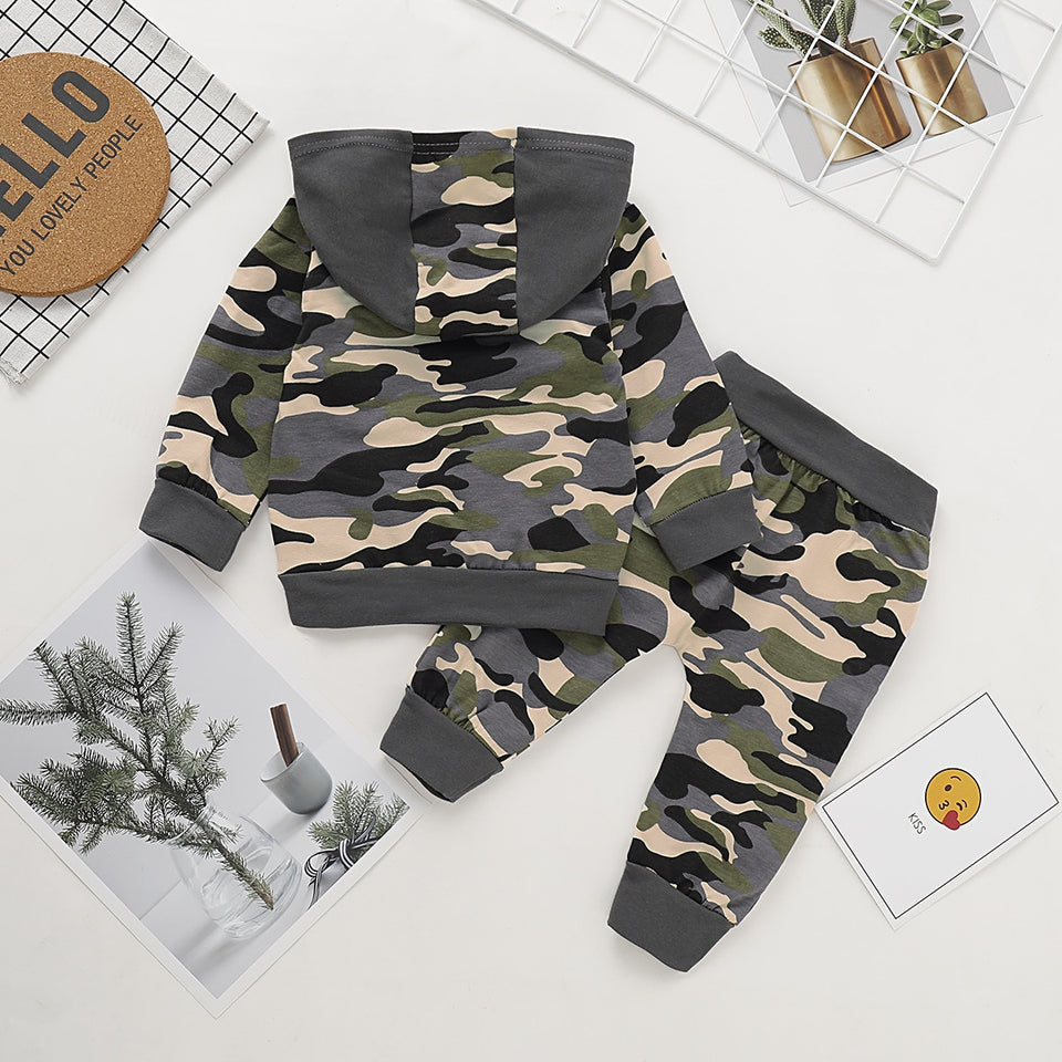Newborn Baby Army Green Hooded Clothes set