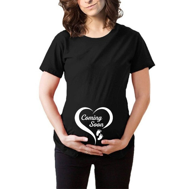 Heart and Footprint "Coming Soon" Ladies Maternity T-Shirt