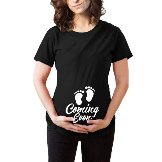Baby Foot "Coming Soon" Ladies Maternity T-Shirt