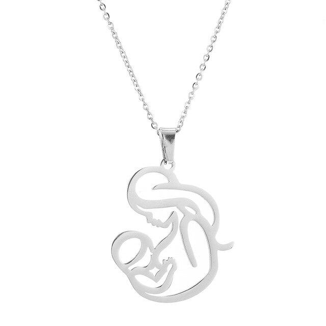 MOTHER BREASTFEEDING HOLDING BABY NECKLACE