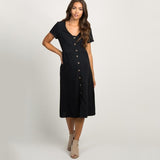 New Mom's Loose Buttons & Pockets Dress