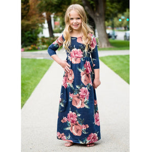 Floral long Dresses Mother Daughter matching Outfits