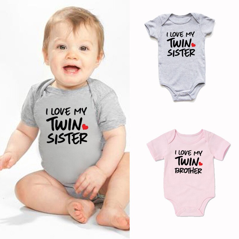 I LOVE MY TWIN SISTER and BROTHER Twins Baby Romper