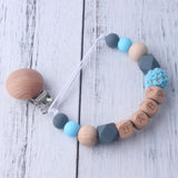 Personalized Baby Name Wood Chain - Pacifier Holder and Teething Toy