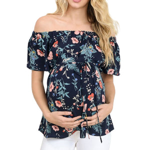 Off Shoulder Floral T-Shirt For Pregnant Women