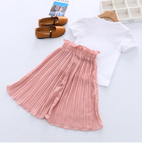 Sequins Unicorn Summer Girls Clothes with Chiffon Pants