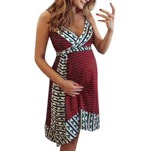 Sexy Stripe Backless Maternity Dress