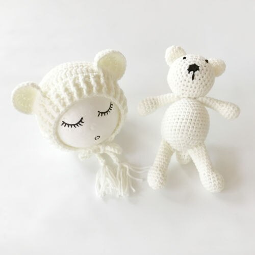 Baby Crochet Bear Hat and matching Toy - Photography Props